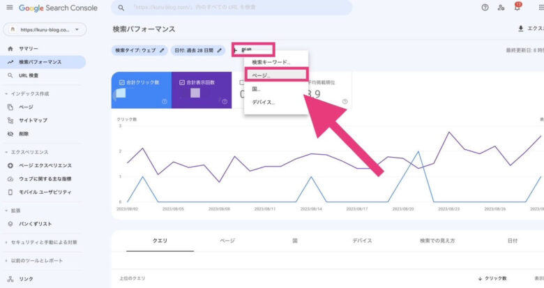 「＋新規」＞「ページ」の順でクリック